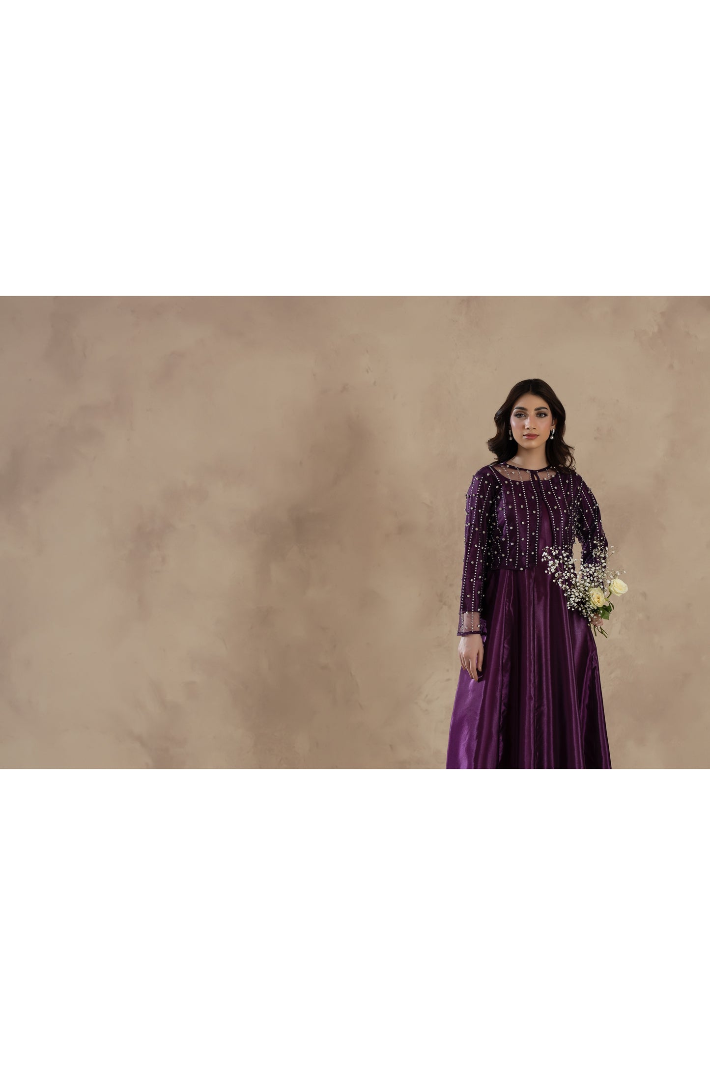 Soraya- Maxi Dress Stitched with Rhinestones Jacket