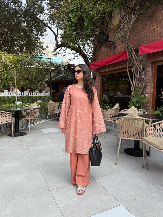 Peach Cloud - 2 pc Stitched