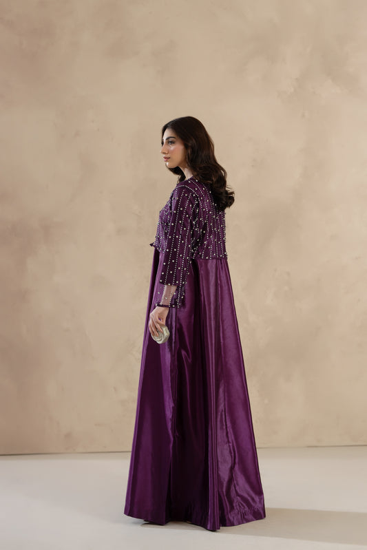 Soraya- Maxi Dress Stitched with Rhinestones Jacket
